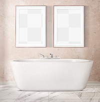 Picture frame png mockup, bathroom decor, transparent design