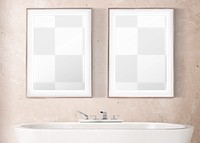 Picture frame png mockup, bathroom decor, transparent design