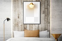 Picture frame png mockup, bedroom decor, transparent design