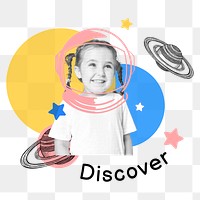 Discover png word sticker, mixed media design, transparent background