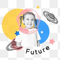 Future png word sticker, mixed media design, transparent background