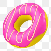 Pink donut png 3D sticker, transparent background