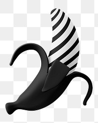 Black striped banana png 3D sticker, transparent background