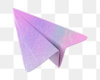 Holographic paper plane png 3D sticker, transparent background