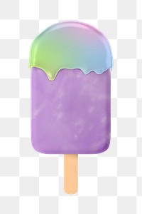 Purple popsicle ice-cream png 3D sticker, transparent background