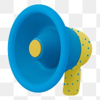 Blue megaphone png 3D sticker, transparent background