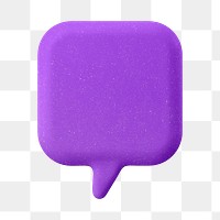 Purple speech bubble png 3D sticker, transparent background