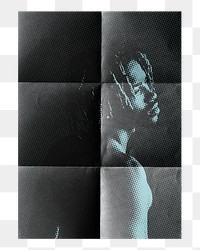 Black man png poster sticker, retro halftone design, transparent background