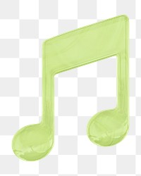 Musical note png sticker, 3D green, transparent background