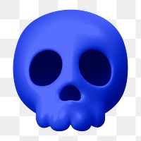 Blue human skull png 3D sticker, transparent background