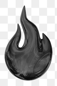 Black flame png 3D sticker, transparent background