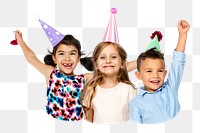 Png kids birthday party sticker, transparent background