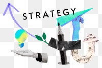 Strategy png word sticker, mixed media design, transparent background