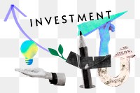 Investment png word sticker, mixed media design, transparent background