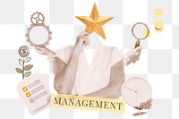 Management png word sticker, mixed media design, transparent background