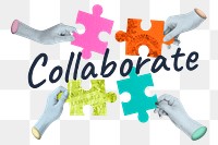 Collaborate png word sticker, mixed media design, transparent background