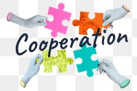 Cooperation  png word sticker, mixed media design, transparent background