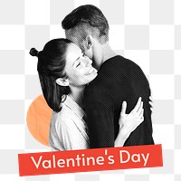 Valentine's day png word sticker, mixed media design, transparent background