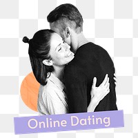 Online dating png word sticker, mixed media design, transparent background