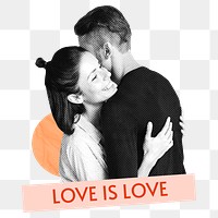 Love is love png word sticker, mixed media design, transparent background