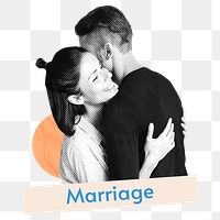 Marriage png word sticker, mixed media design, transparent background