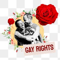 Gay rights png word sticker, mixed media design, transparent background