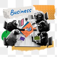 Business png word sticker, mixed media design, transparent background