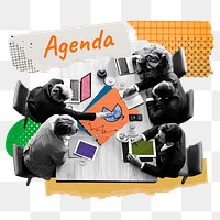 Agenda png word sticker, mixed media design, transparent background