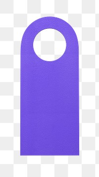 Door tag png sticker, purple design, transparent background