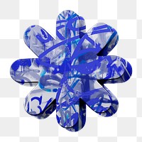 Graffiti asterisk symbol png 3D sticker, transparent background