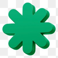 Green asterisk symbol png 3D sticker, transparent background