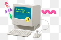 Digital marketing png word sticker, mixed media design, transparent background