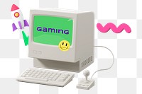 Gaming png word sticker, mixed media design, transparent background