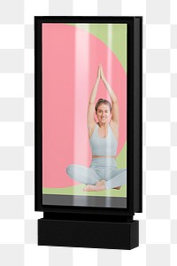 Bus stop png sign, yoga ad, transparent background