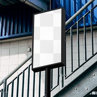 3D rectangle sign png mockup, transparent design