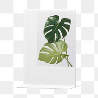 Sign holder png sticker, monstera leaves, transparent background