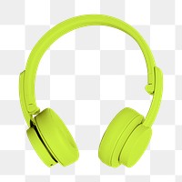 Green wireless headphones png sticker, transparent background