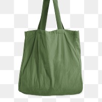 PNG green canvas bag, eco product sticker, transparent background