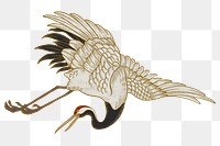 Watanabe's crane bird png, oriental animal illustration, transparent background