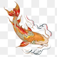 Koi fish png sticker, vintage Japanese animal illustration, transparent background