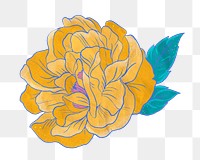 Vintage peony png aesthetic Japanese ukiyo-e remixed sticker, transparent background