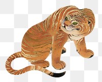 Yuuhi's tiger png sticker, vintage animal illustration, transparent background