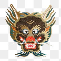 Chinese dragon png sticker, vintage mythological animal, transparent background