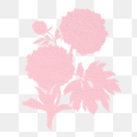 Silhouette flower png aesthetic pink peony ukiyo-e sticker, transparent background