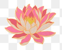 Vintage water lily png aesthetic Japanese ukiyo-e remixed sticker, transparent background