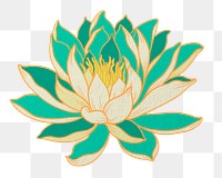 Water lily png aesthetic vintage Japanese ukiyo-e remixed sticker, transparent background