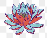 Water lily png aesthetic vintage Japanese ukiyo-e remixed sticker, transparent background