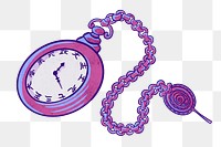 Purple png pocket watch, vintage object, transparent background