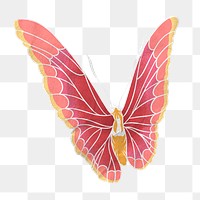 Pink aesthetic butterfly png sticker, vintage insect illustration, transparent background