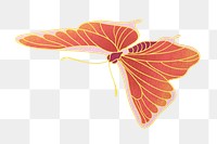 Orange aesthetic butterfly png sticker, vintage insect illustration, transparent background